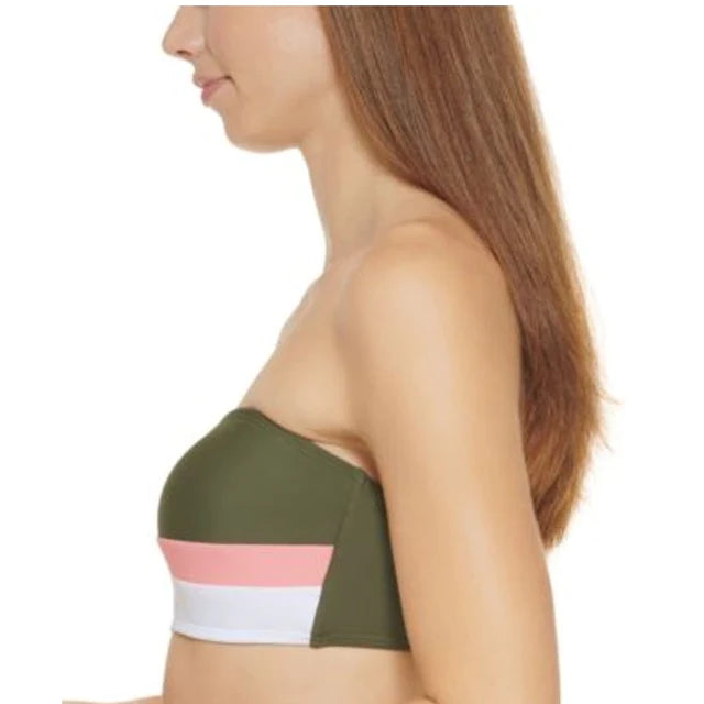 DKNY Colorblocked Bandeau Bikini Top  Color Moss Green Size S