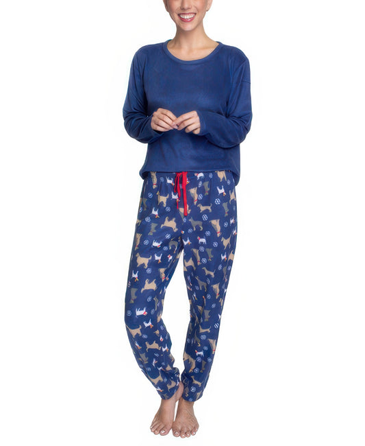 Hanes Women's Animal-Print 2-Pc. Lounge & Pajama Set  Bludogs Size M