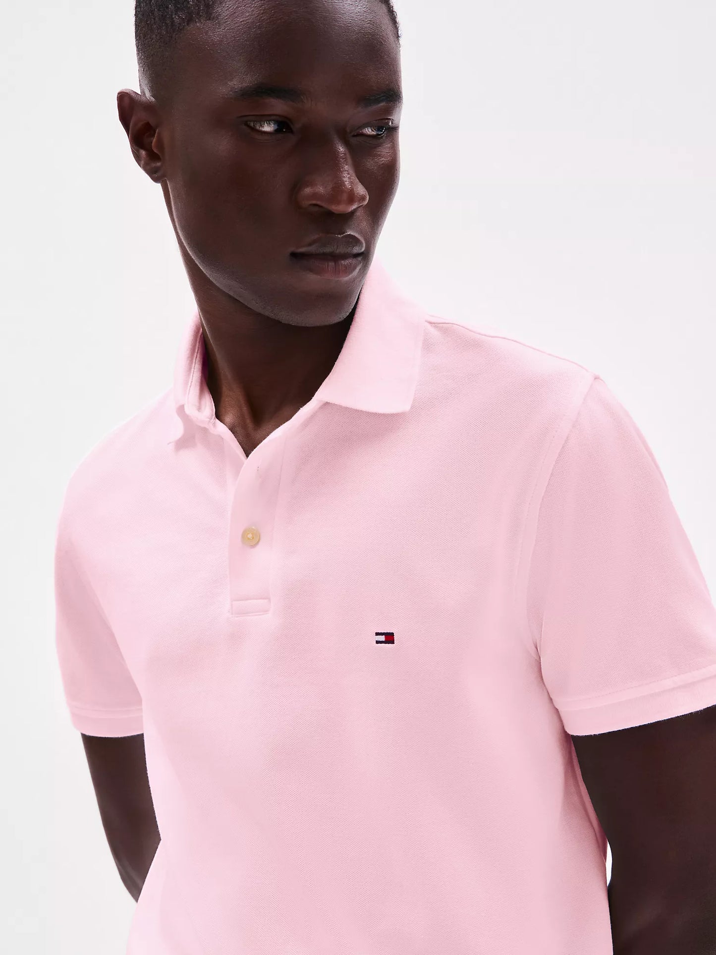Tommy Hilfiger Men's 1985 Slim Fit Short Sleeve Polo Shirt   Pink Shade Heather Size L