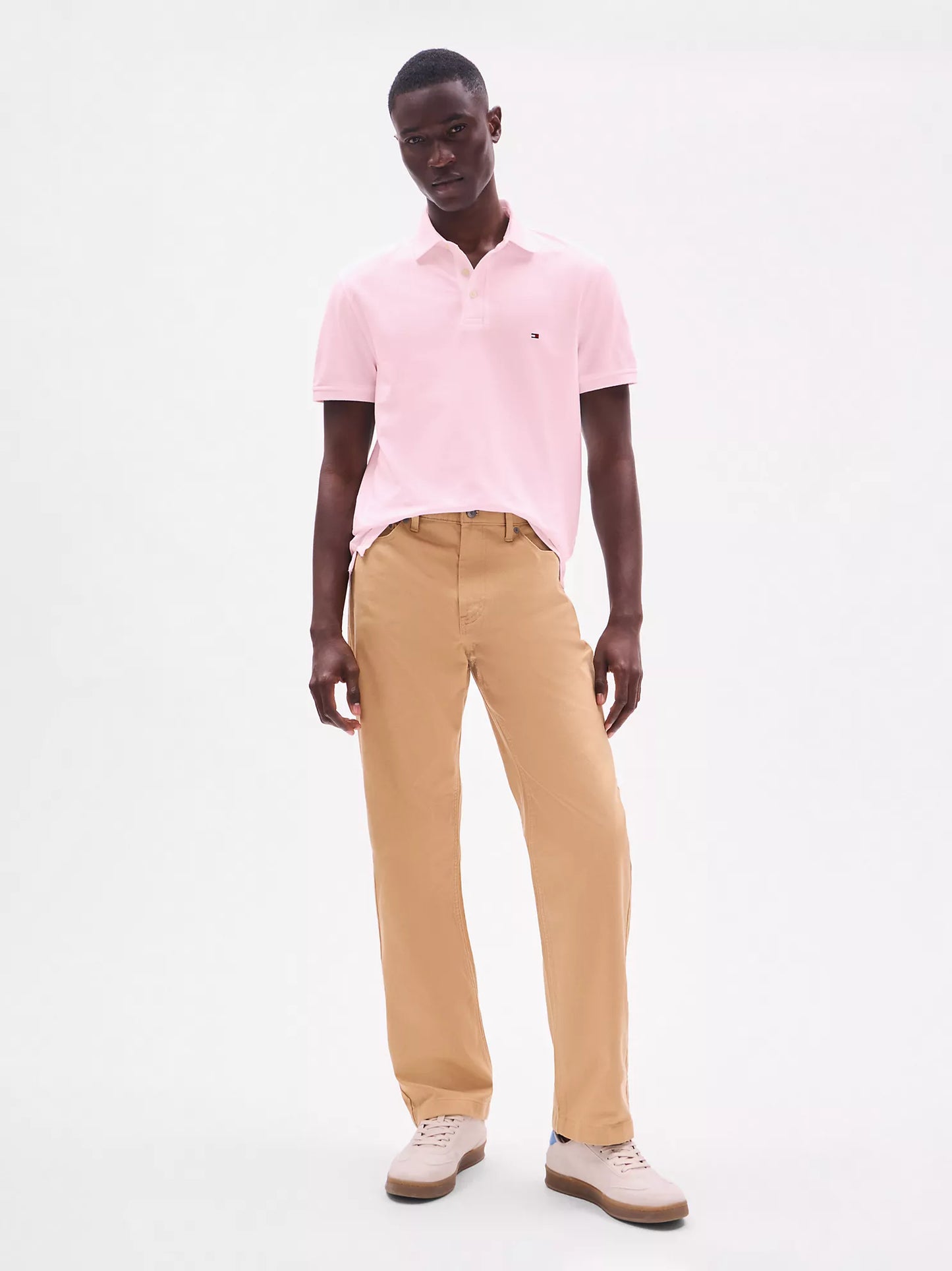 Tommy Hilfiger Men's 1985 Slim Fit Short Sleeve Polo Shirt   Pink Shade Heather Size L