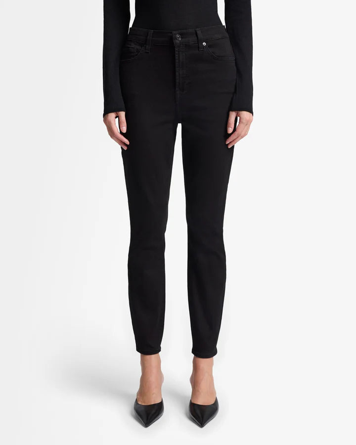 7 For All Mankind Women's Luxe Performance Plus Slimmy Stretch Jeans  Black  Size 28