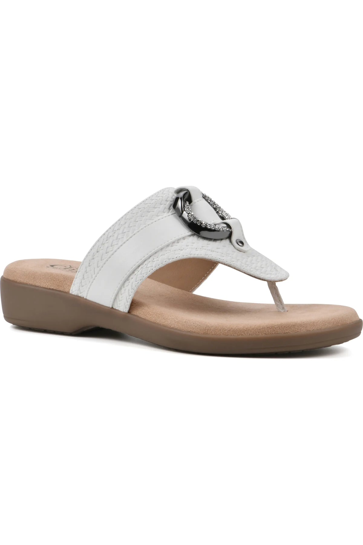 Cliffs by White Mountain Women's Benedict Mini Wedge Sandals  White Woven Size 8