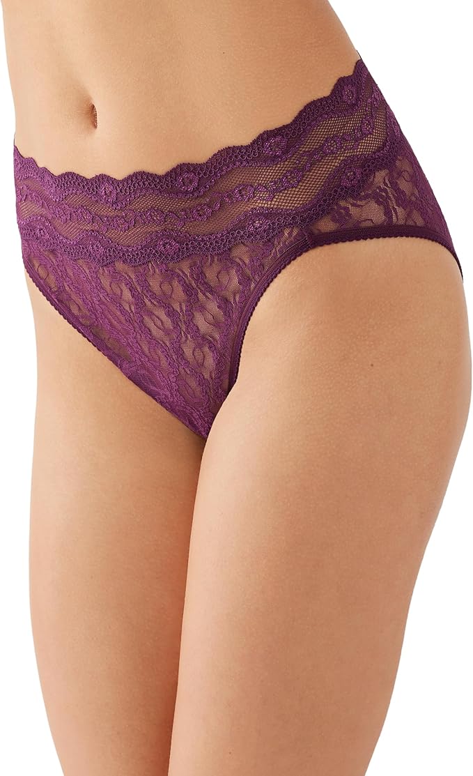 b.tempt'd Women's Lace Kiss High-Leg Brief Panty  Potent Purple Size M