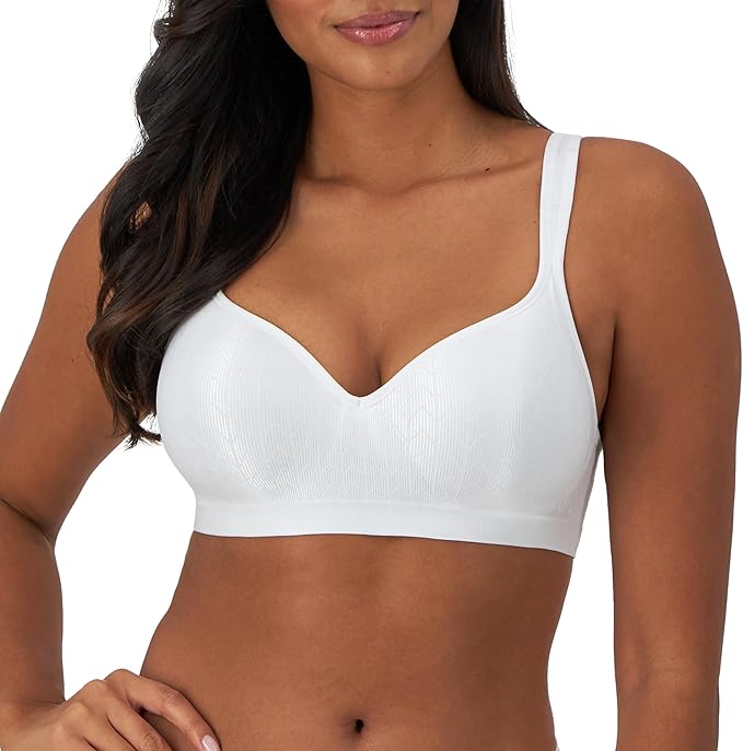 Bali Comfort Revolution Full Coverage Wirefree Bra  White Zag Size 38DD