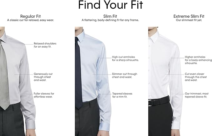 Calvin Klein Men's Slim-Fit Non-Iron Performance Dress Shirt  Black 15 32/33