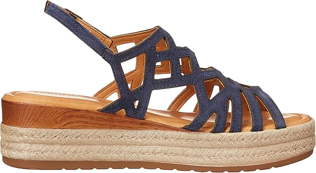 Bella Vita Women's Zip-Italy Platform Flat Sandal  Navy Suede Size 7.5