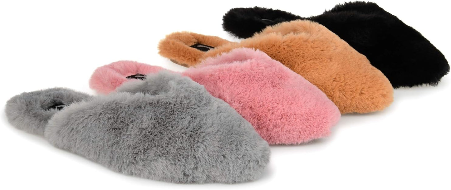 Journee Collection Women's Faux Fur Sundown Slippers  Gray Size 11