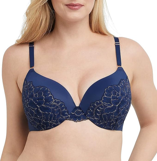 Maidenform Love the Lift Cross Dye All Over Push-up Bra  Navy Eclipse/Rose Gold Size 38C