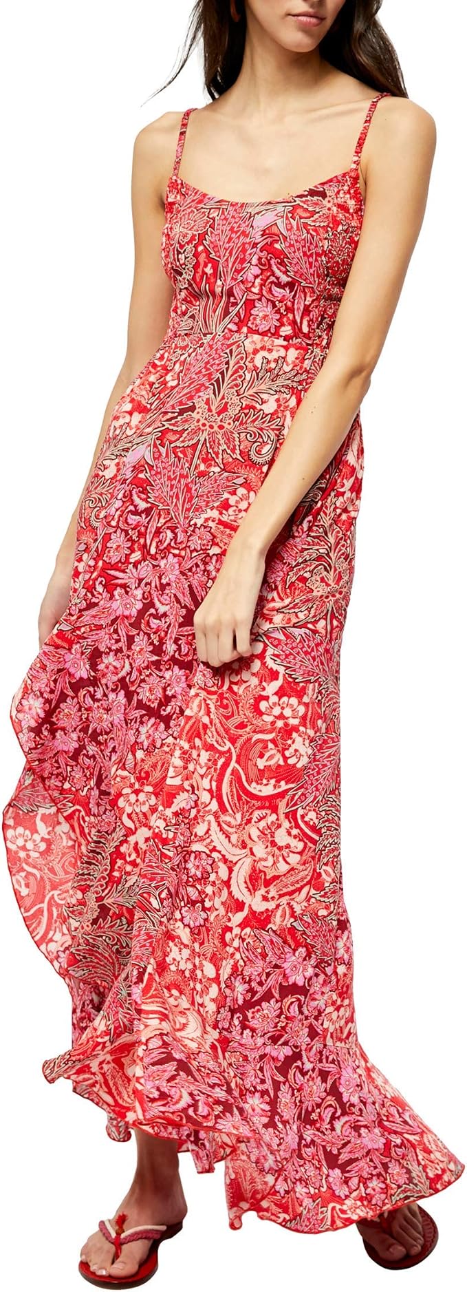 Free People Women’s Forever Yours Smocked Slip Dress  Red Size XS