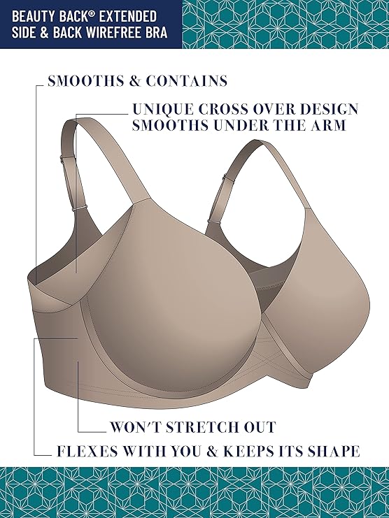 Vanity Fair Beauty Back Full Figure Wireless Bra  Star White Size 38DD