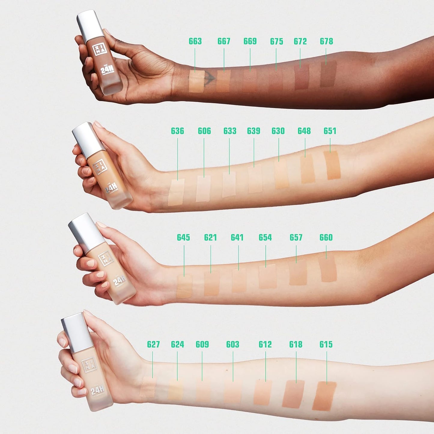 3INA The 24H Foundation 660, Pink Brown, 1.01oz