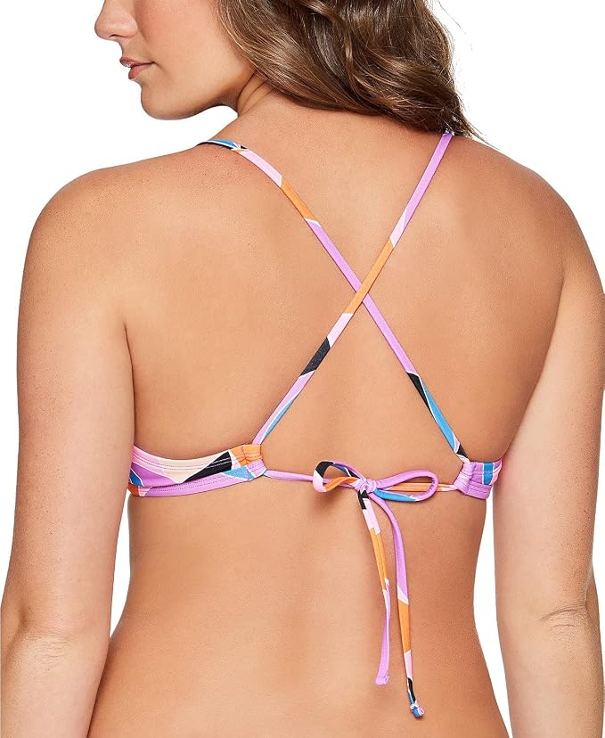 Salt & Cove Kaleidoscope Smocked Bikini Top  Purple Multi Size M