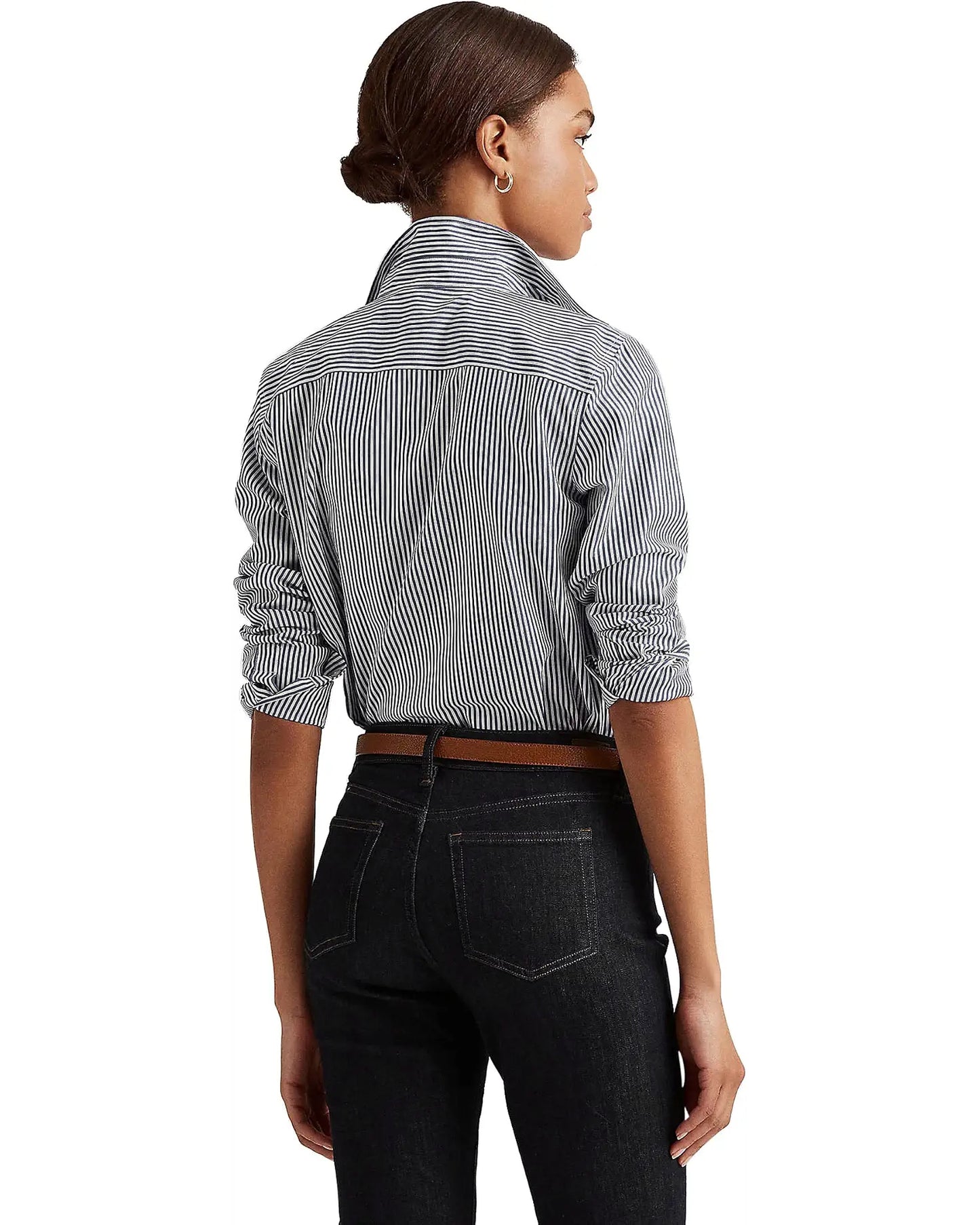 LAUREN RALPH LAUREN Women's Long Sleeve Button Front Shirt  Black Size M