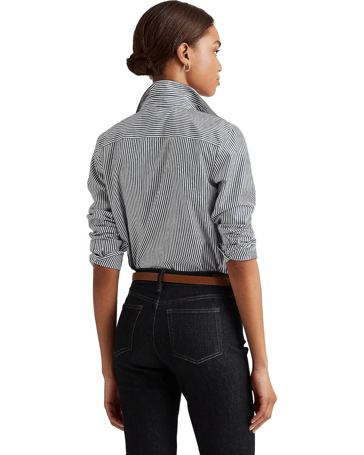 LAUREN RALPH LAUREN Women's Long Sleeve Button Front Shirt  Black Size M