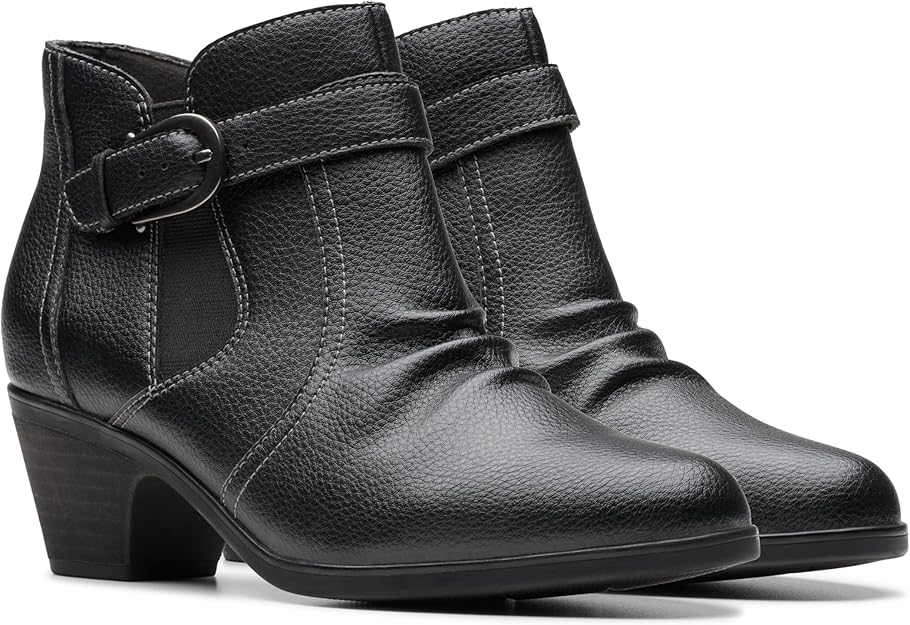 Clarks Women's Emily2 Opal Boots  Black Leather Size 9W
