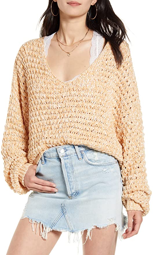 Free People Women's Coconut V Sweater  Sandy Combo Size XS