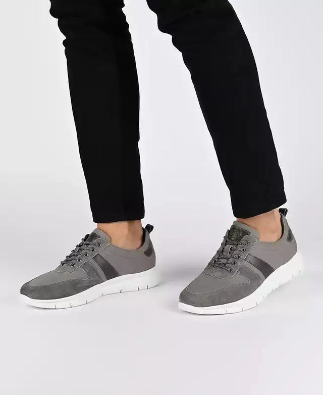 Thomas & Vine Men's Adler Mixed Media Sneakers  Gray Size 8