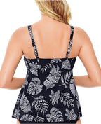 Swim Solutions Spotted Leaves Printed Underwire Tankini Top  Color Spotted Leaves Size 14