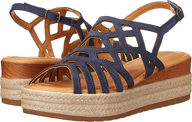 Bella Vita Women's Zip-Italy Platform Flat Sandal  Navy Suede Size 7.5