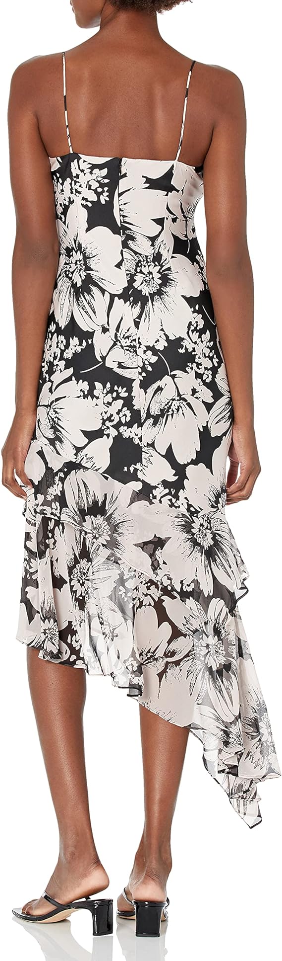Adrianna Papell Bias Cut Floral Sleeveless Formal Night Dress  Color Pink/Black Size 6