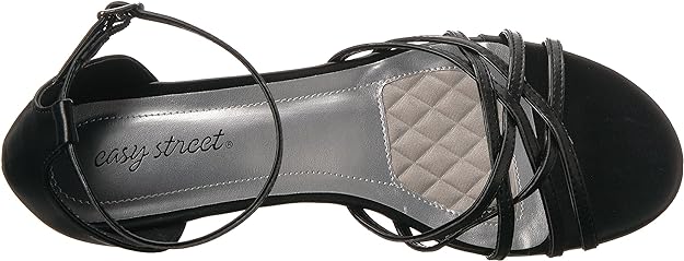 Easy Street Women's Tarrah Crossover Wedge Sandals  Color Black Size 7W