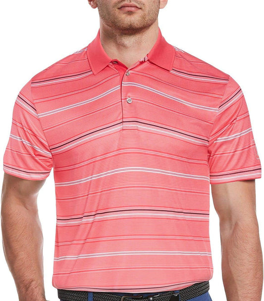 PGA TOUR Men's Striped Polo Shirt  Color Virtual Pink Size XL