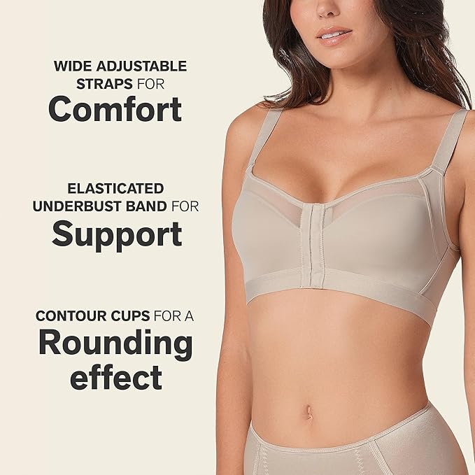Leonisa Back Support Posture Corrector Contour Wireless Bra  Light Beige Size 38D