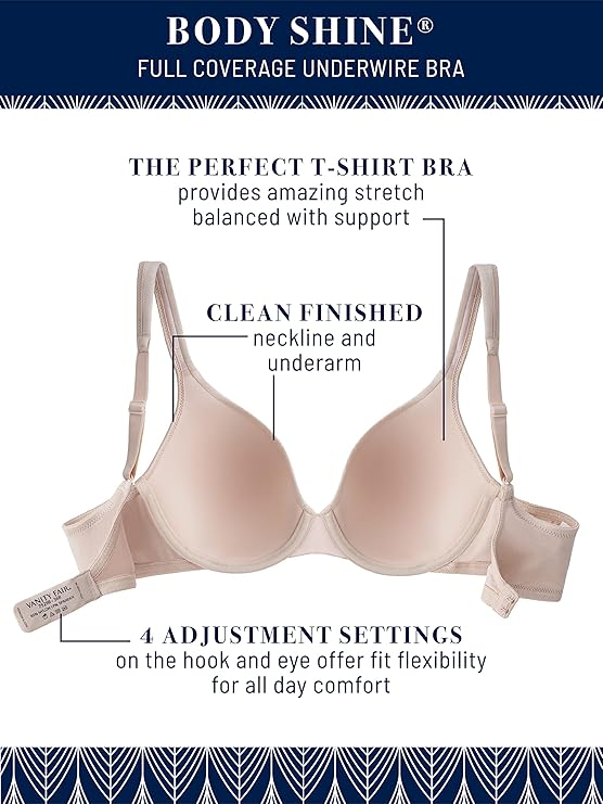 Vanity Fair Body Shine Full Coverage Underwire T-Shirt Bra  Star White Size 38C