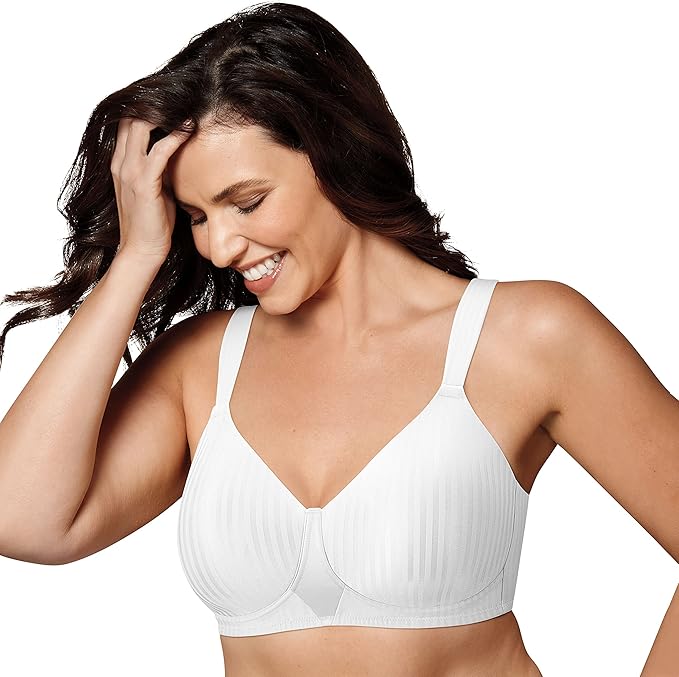 Playtex Perfectly Smooth Wireless Full-Coverage T-Shirt Bra  White Stripe Size 36DDD
