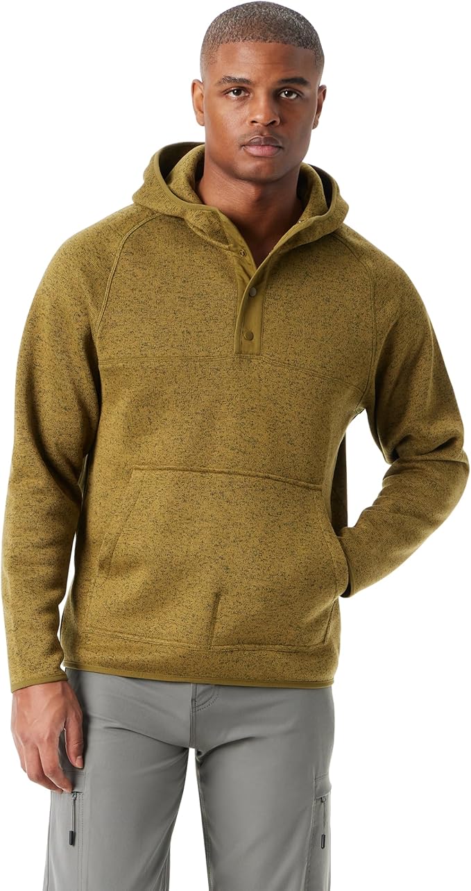 BASS OUTDOOR Men's Regular-Fit 1/4 Snap Hoodie Pullover Sweater  Green Size M
