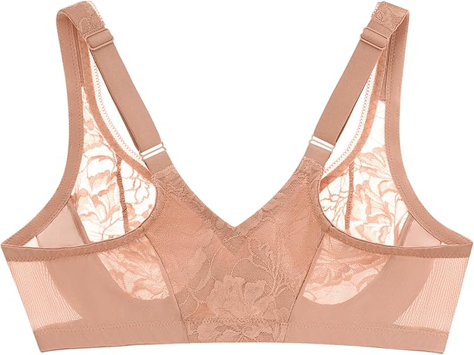 Glamorise Lacey T-Back Wonderwire Underwire Bra  Cappuccino Size 40B
