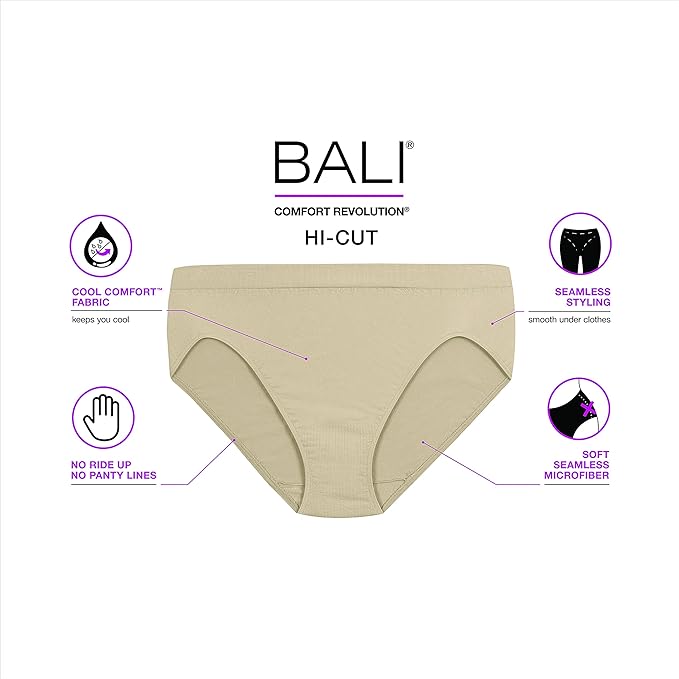 Bali Microfiber Hi Cut Comfort Revolution Brief  Nude Size 8/9