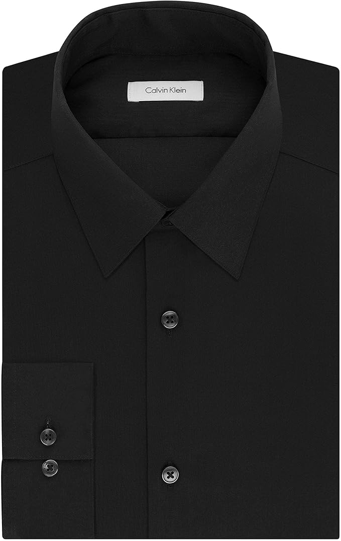 Calvin Klein Men's Slim-Fit Non-Iron Performance Dress Shirt  Black 15 32/33