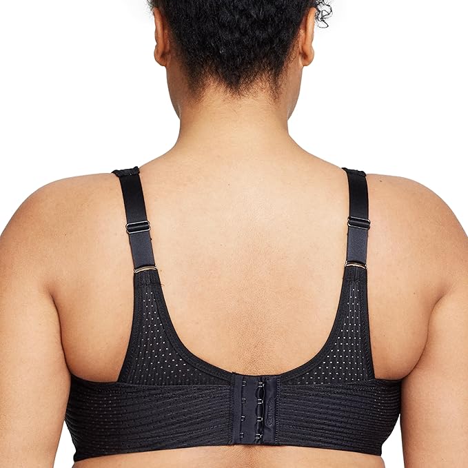 Glamorise Full Figure Custom Control Wirefree Sports Bra  Solid Black Size 38D