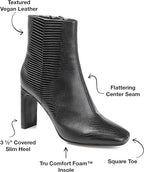 Journee Collection Women's Sarla Inside Zip Block Heel Booties  Color Black Size 7.5M