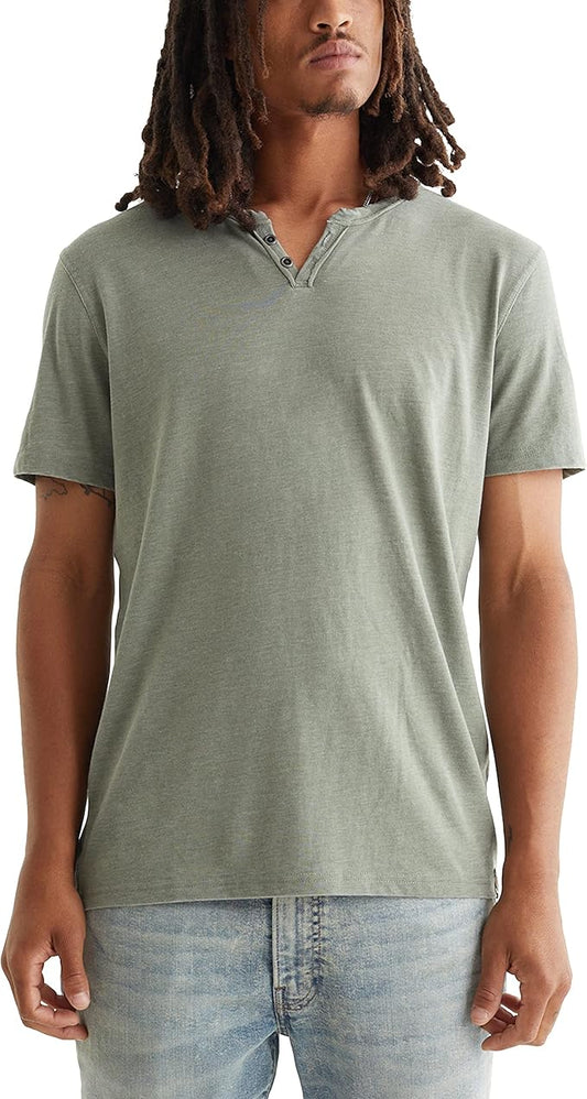 Lucky Brand Men's Venice Burnout Notch Neck Tee Shirt  Laurel Wreath Size M