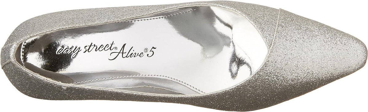 Easy Street Women's Chiffon Pumps  Color Silver Glitter Size 8N