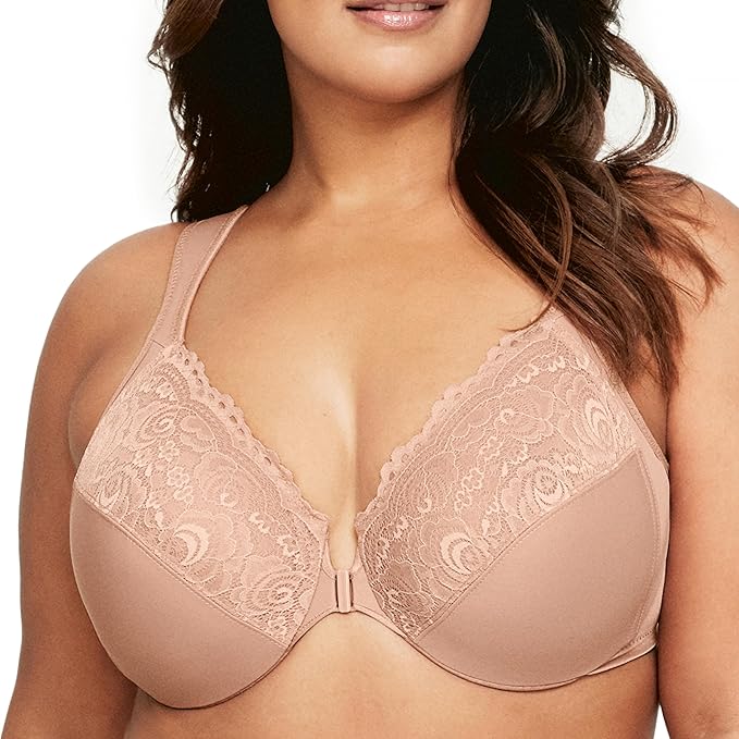 Glamorise Wonderwire Front-closure Underwire Bra  Cappuccino Size 38D