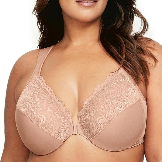 Glamorise Wonderwire Front-closure Underwire Bra  Cappuccino Size 38D