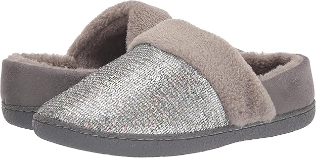 Easy Spirit Women's Siesta Slide Clog  Silver Glitter Size S