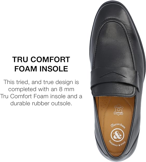 Thomas & Vine Men's Bishop Apron Toe Penny Loafer  Color Black Size 9.5W