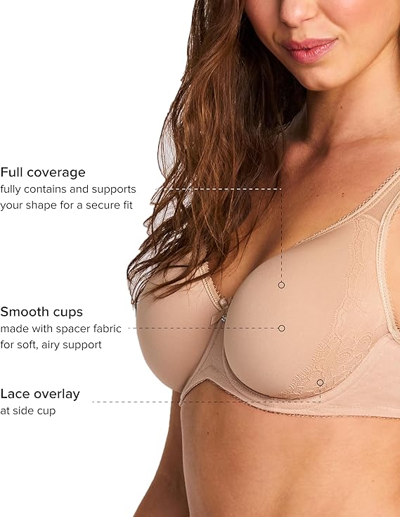 Wacoal Retro Chic Full Figure Contour Bra  Toast Size 34DD