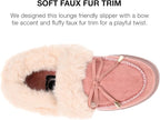Journee Collection Women's Midnight Faux Fur Trim Bow Tie Slippers  Color Blush Size 7M
