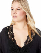 La Blanca V-Neck Tunic Swimsuit Cover Up  Color Black Size S