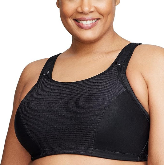 Glamorise Full Figure Custom Control Wirefree Sports Bra  Solid Black Size 38D