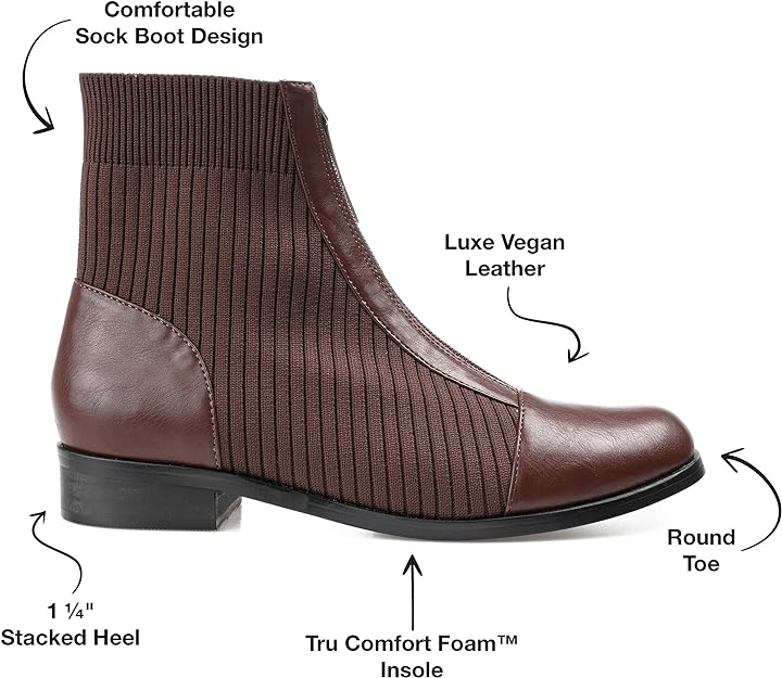 Journee Collection Women's Bexlie Front Zipper Capped Toe Booties  Color Brown Size 9.5M