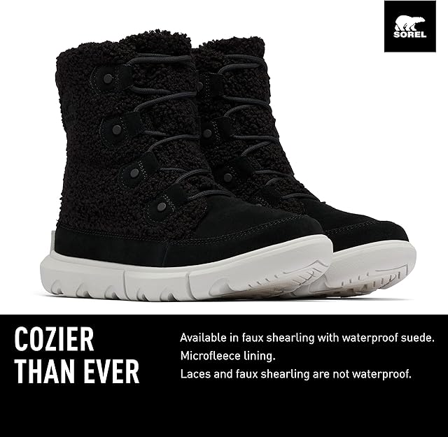 Sorel Women's Explorer Next Joan Cozy Boots  Black, Moonstone Size 7