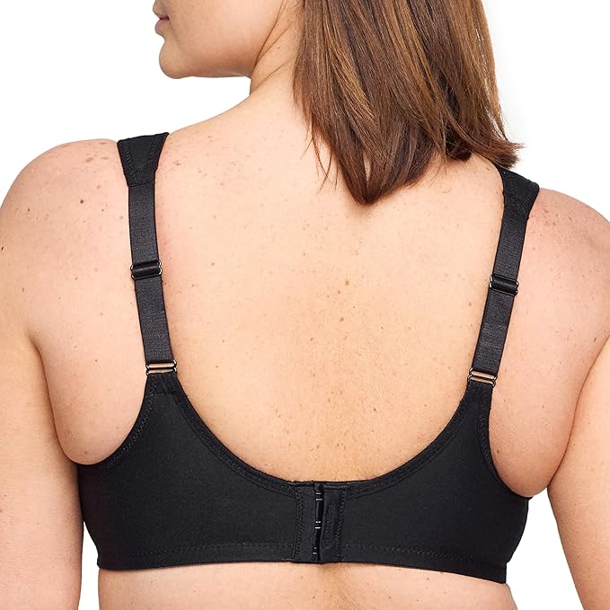 Glamorise Plus Size Low Cut Wonderwire Lace Underwire Bra  Black Size 34D