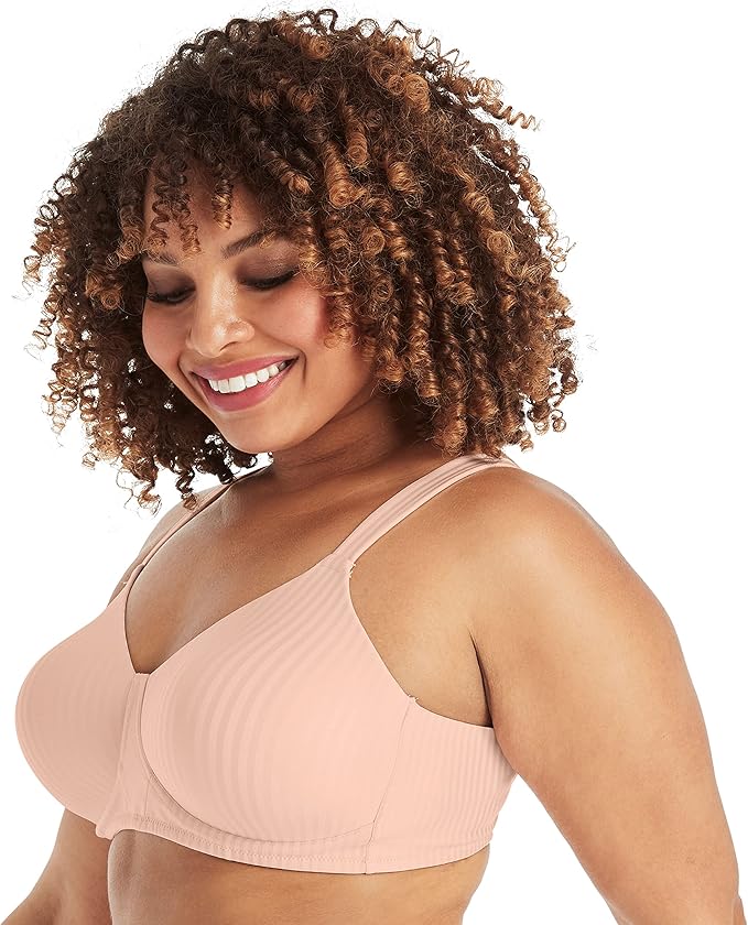 Playtex Secrets Smoothing Wireless Full-Coverage T-Shirt Bra  Pink Stripe Size 44D