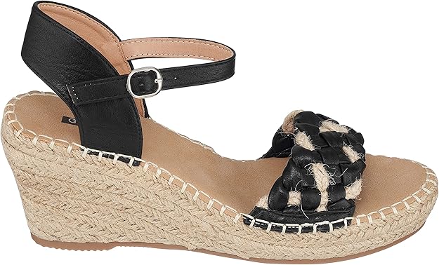 GC Shoes Women's Cati Espadrille Wedge Open Toe Sandals  Black Size 7